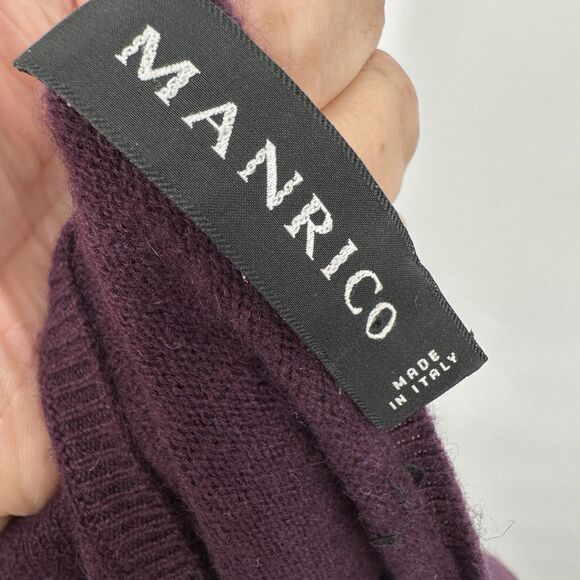 Manrico Slim-Fit Burgundy Natural Stretch Knit Pure Cashmere Sweater  M /L - Picture 3 of 10